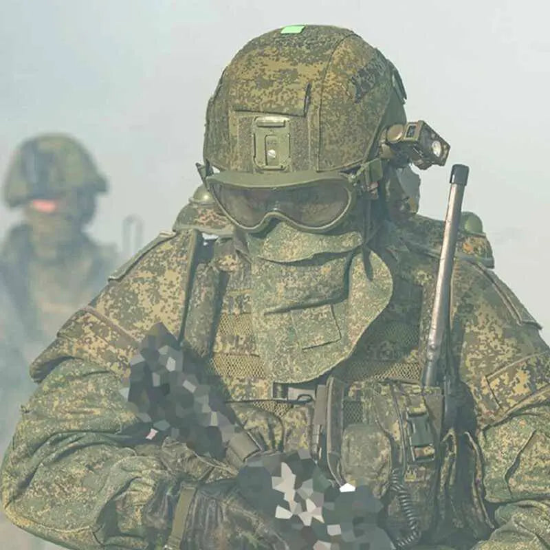 Replica tactical gear styled after equipment seen in modern conflict coverage
